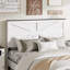 Structure de lit très grand en blanc, structure en métal et en bois, bruit, pas de sommier tapissier, facile à assembler, rangement sous le lit, tête de lit mi-profilée pour chambre à coucher avec design blanc,
