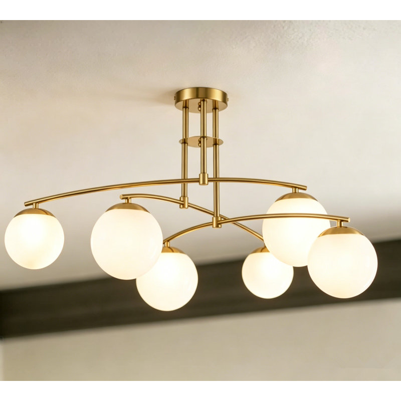 6- Light Glass Bubble Semi Flush Mount