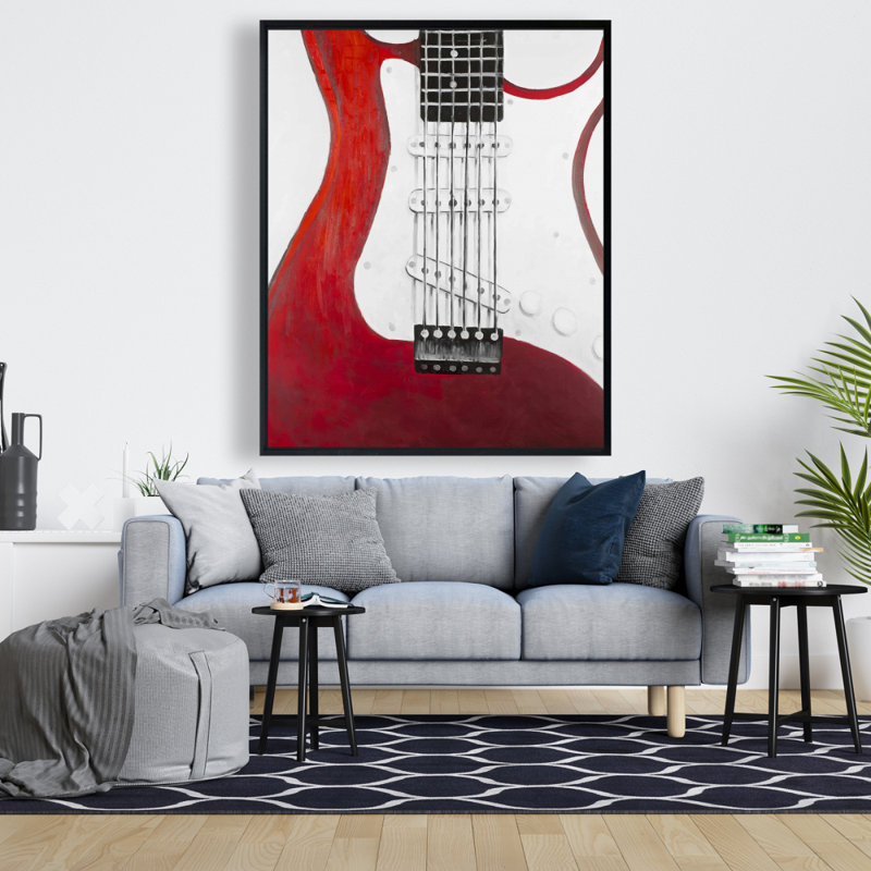 Red Electric Guitar Print On Canvas