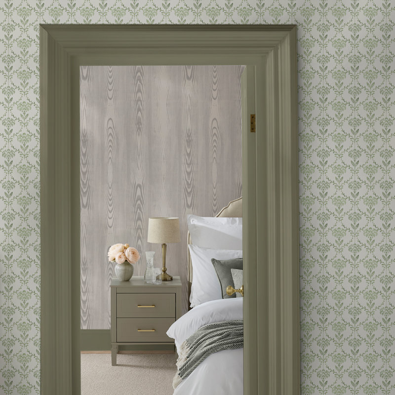  Chateau Fleur Ochre Wallpaper, Green