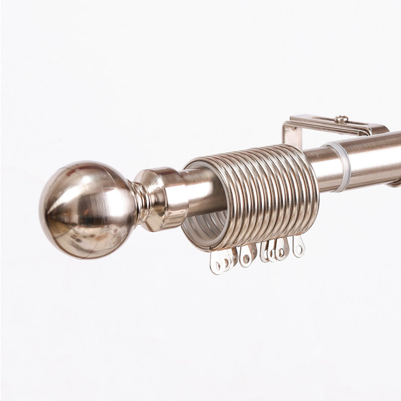  2.5cm Diameter Adjustable Tension Curtain Pole with Brass Fittings (Set of 2), Chrome, 1.88cm H x 127cm W x 5.5cm D