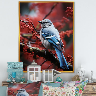 " Blue And Red Bird In Woods I "