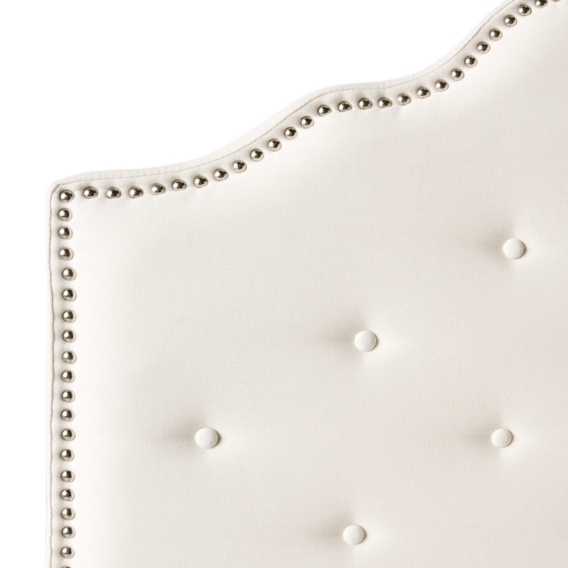Tête de lit tapissier en tissu pour grand lit, bouton avec garniture en point de diamant tendance, garniture cloutée élégante,