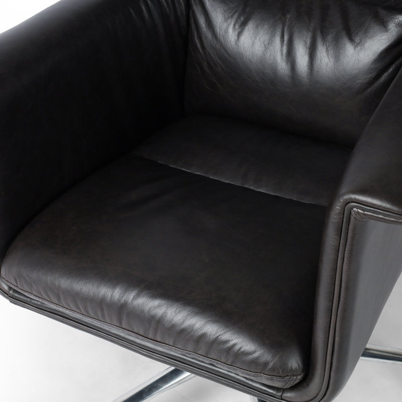 Humphrey Leather Swivel Office Chair, Sonoma Black Genuine Leather