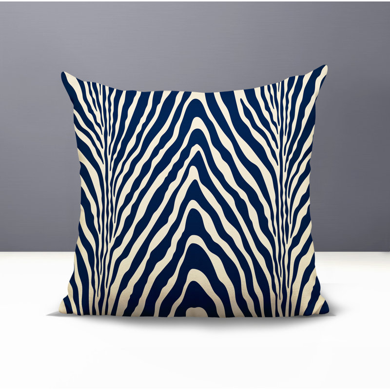 Oreiller carré réversible intérieur / extérieur Gilda, Bleu, Carré 17 po