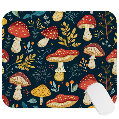 Botanical Mushroom Dreams III Modern Gaming Cute Office Laptop Desk Pad Gift Mat Square Rectangle Non-Slip Mousepad