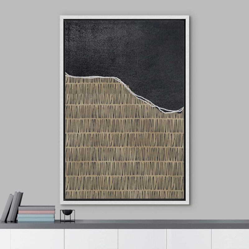 Lignes géométriques brunes, lignes géométriques brunes, motifs abstraits, modernes, contemporains, Blanc, H 36 po x l 24 po