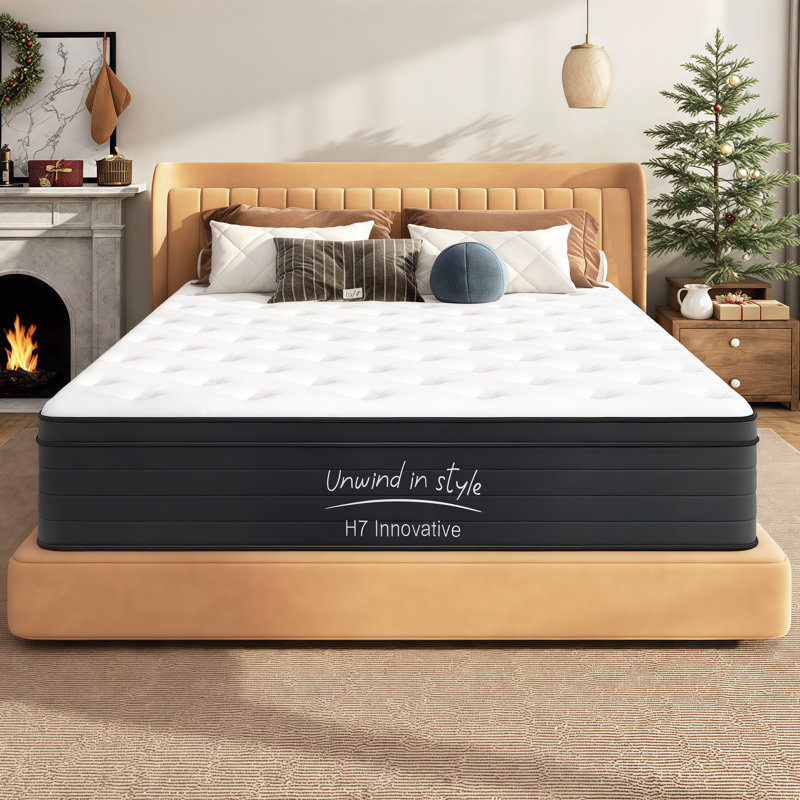 LUMERIS 12" Medium Firm Hybrid Mattress with Individually Pocketed Coils, Memory Foam, Motion Isolation & Breathable Cooling Comfort