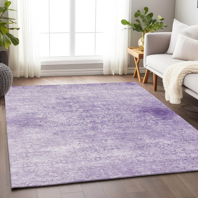 Machine Washable Indoor/Outdoor Xhevrie Lilac Rug, Rectangle 2'6" x 3'10"
