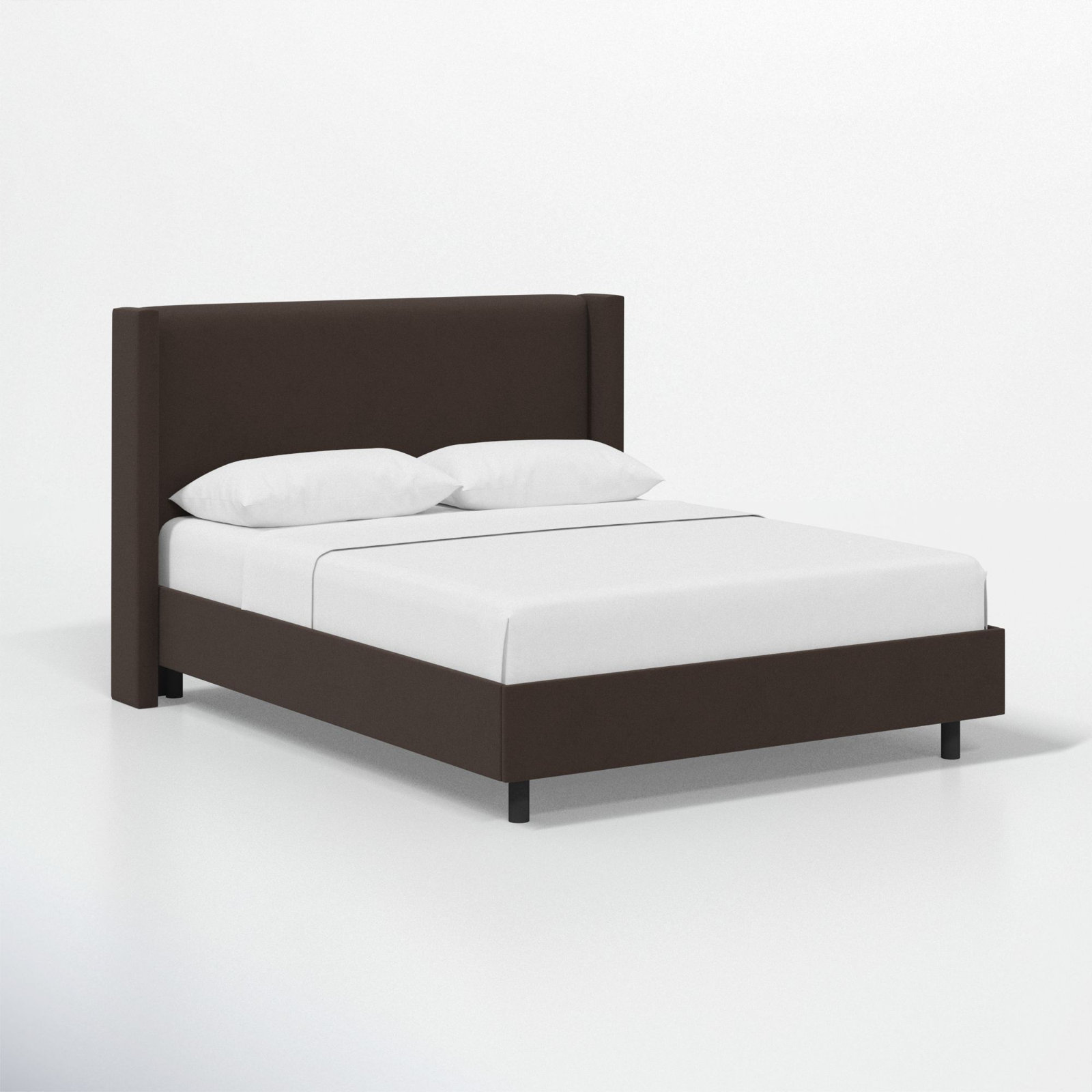 Hanson Upholstered Wingback Platform Bed, Queen, Classic Chocolate Velvet