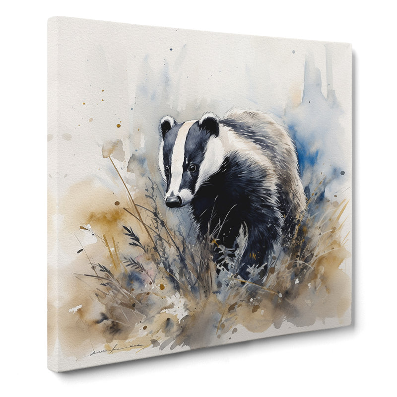 Badger Watercolour No.1 - Wrapped Canvas, 50cm H x 50cm W x 3cm D