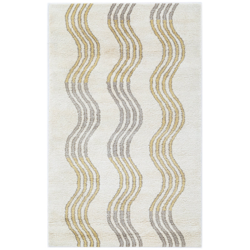 Wavy Shag Rug Hand Tufted Wool  Rug, Rectangle 7'6" x 9'6"
