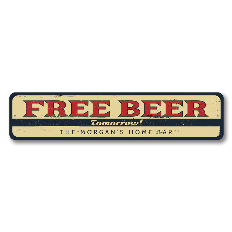 Enseigne en aluminium Free Beer Demain, H 6 po x l 24 po x P 0,06 po