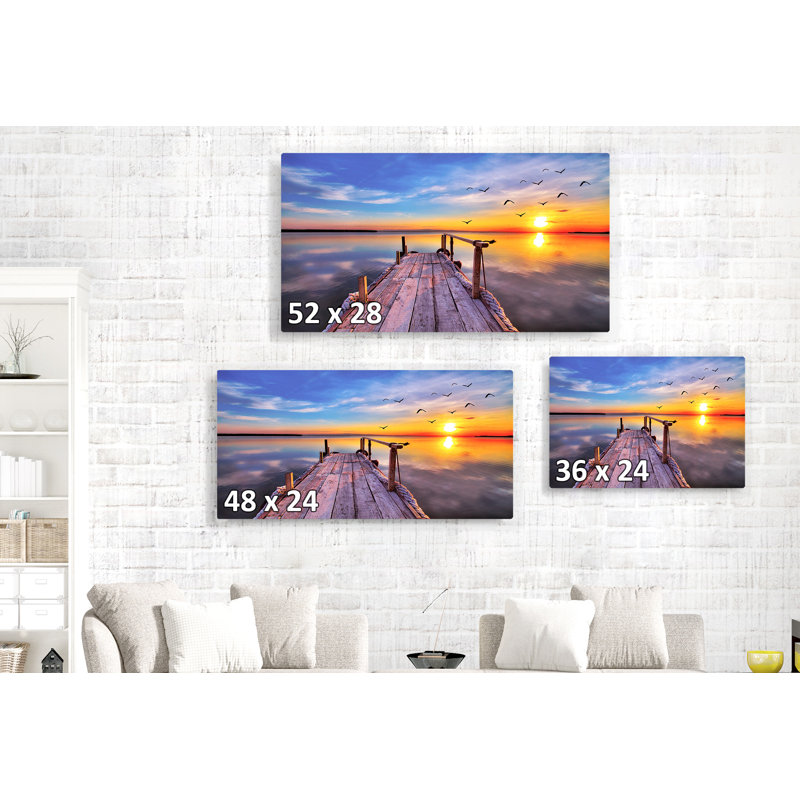 «Mccutchen Early Bird Dock Fly Sunrise Sunset», reproduction de photo sur toile tendue, H 24 po x l 48 po x 1,5 po