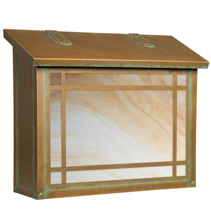 Summit Brass Wall Mounted Mailbox, New Verde, Honey
