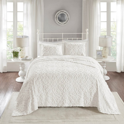 Ensemble de couvre-lit 3 pièces en chenille de coton touffeté qui ne s'applique pas