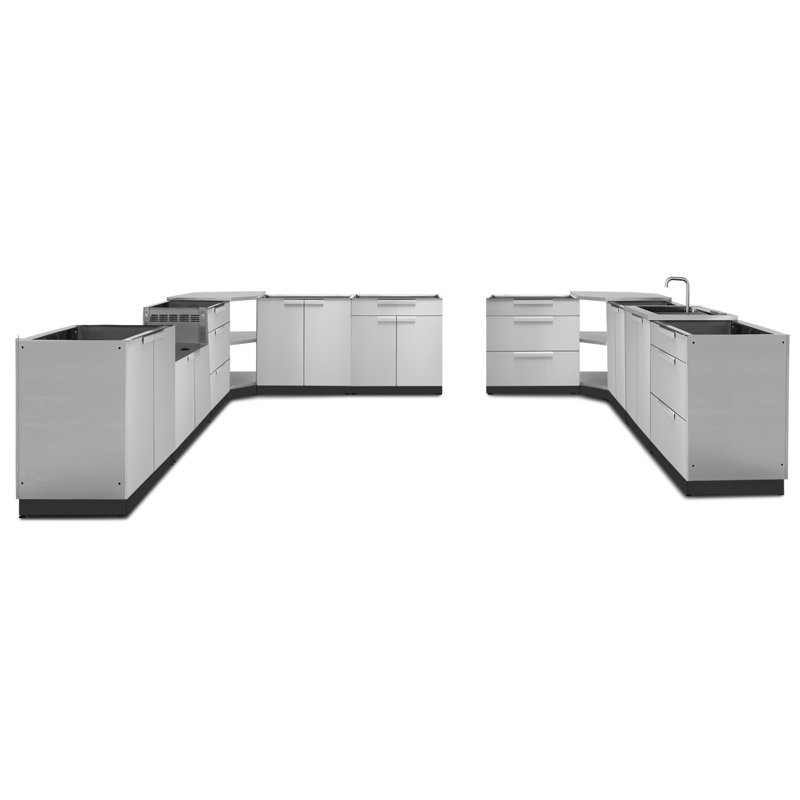 Cuisine d’extérieur modulaire 4 pièces 185 po, Acier inoxydable, Non