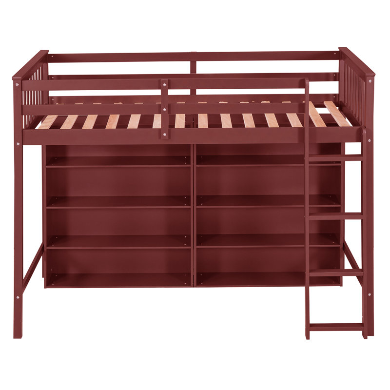 Lit mezzanine pour enfants Imberly, Simple, Rouge