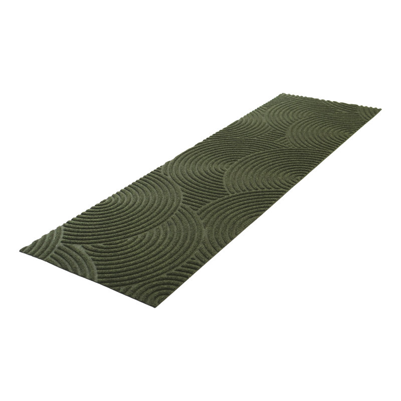 WaterHog® Luxe Put Your Records On Non-Slip Indoor Outdoor Runner Doormat, 21.5" W x 70" L, Olive
