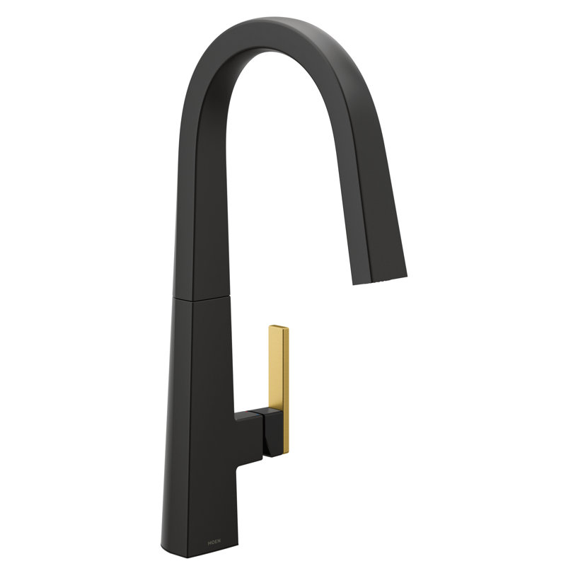 Nio Pull Down Single Handle Kitchen Faucet With Accessories, Matte Black