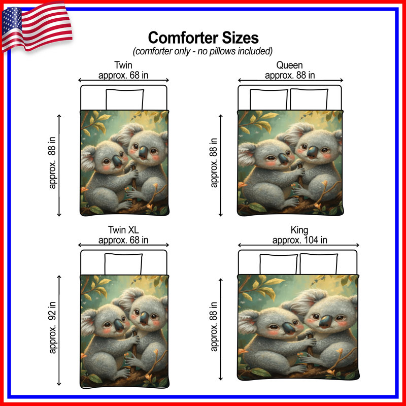 Cute Koala Pair Comforter, King