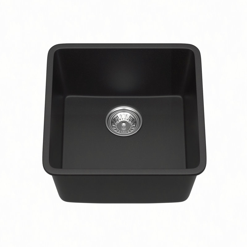 Évier de bar en quartz - Évier de bar encastrable en composite de granite 17,3 po x 17,3 po x 8,3 po
