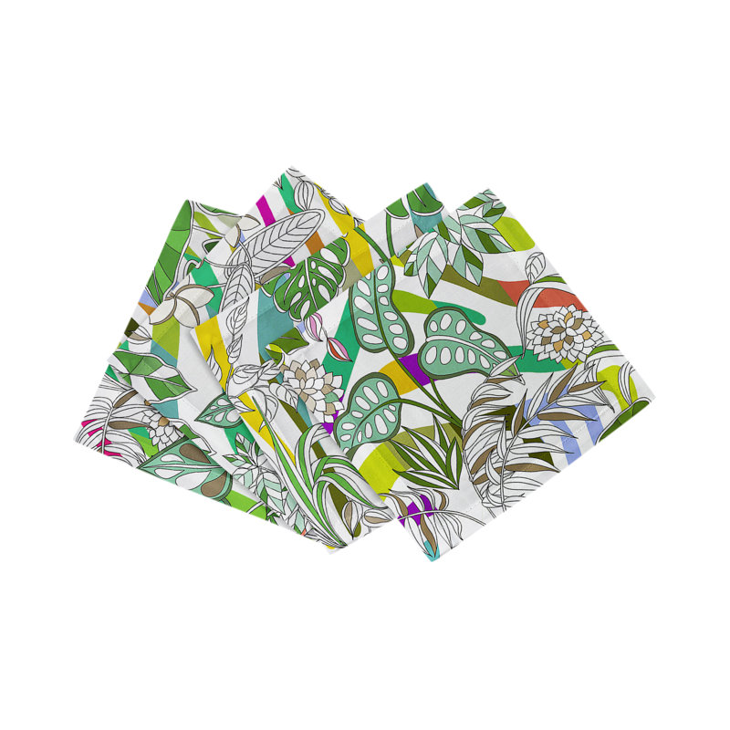 Sabi Jungle Hemstitch Cocktail 6" Linen/Cotton Napkin, Natural