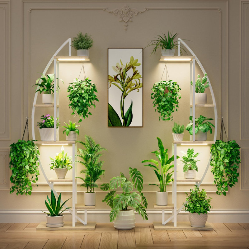 2 Pcs Half-Moon Plant Rack Display Shelf