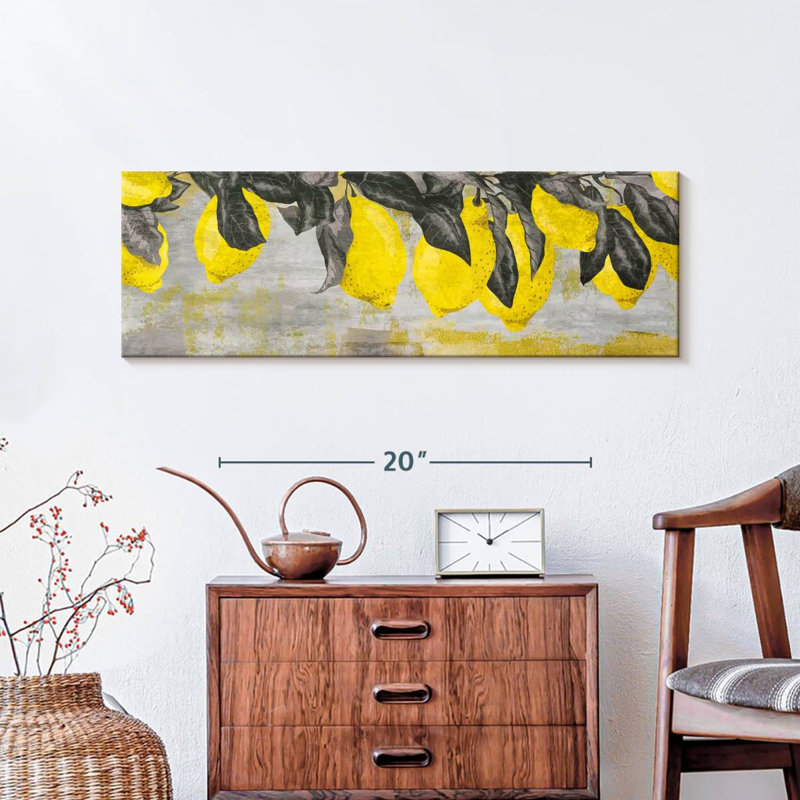 Citrons mûres sur toile, H 10 po x l 30 po x P 1,25 po