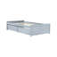 Lit simple avec 2 tiroirs, lit en bois d'hévéa massif, gris-1882385606