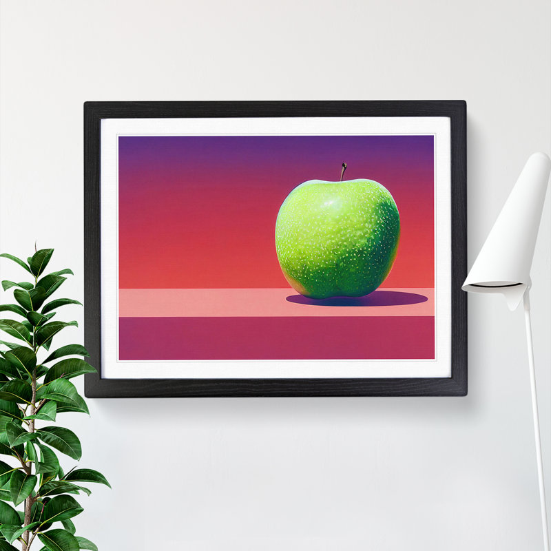 Single Apple Fruit Vol.3 - Single Picture Frame Print, Black Framed, 25cm H x 34cm W x 2cm D