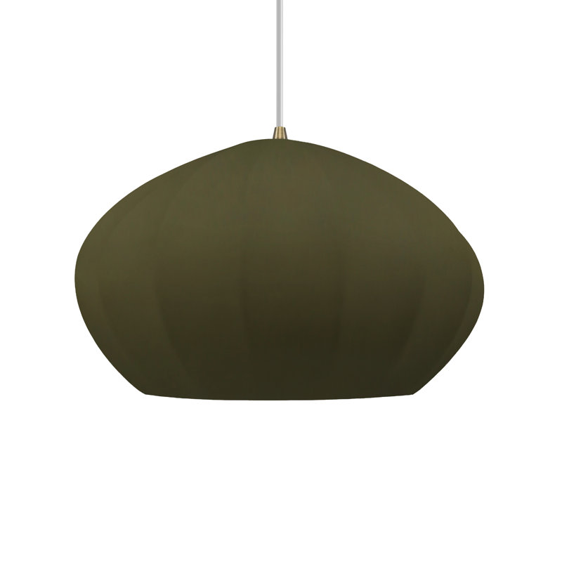 Radiance - Luminaire suspendu ovale cannelé 1 lumière - Vert mat - Laiton antique - DEL dédiée - Cordon blanc, Matte Green