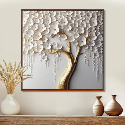 White Orchid Tree Garden Of Branches II - Tree Floral Wall Art Print (No Texture)