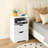15.7" Nightstand, P2 Particleboard, Matte Melamine, Handleless, 2 Drawers, US Outlet-1182581951