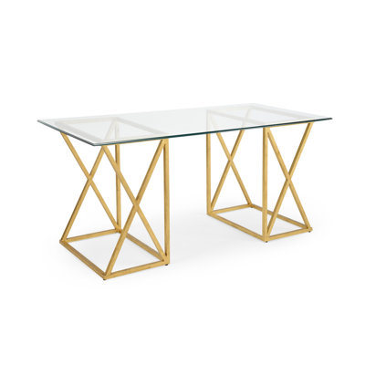 Gilt Glass Top Metal Base Writing Desk