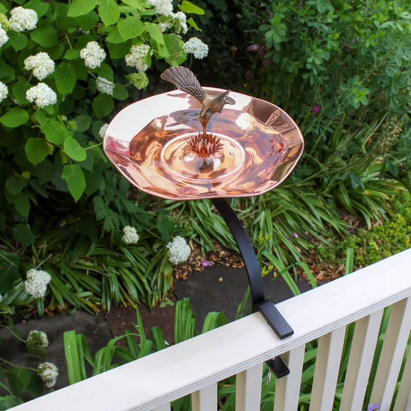 Hummingbird Birdbath with Rail Mount Bracket