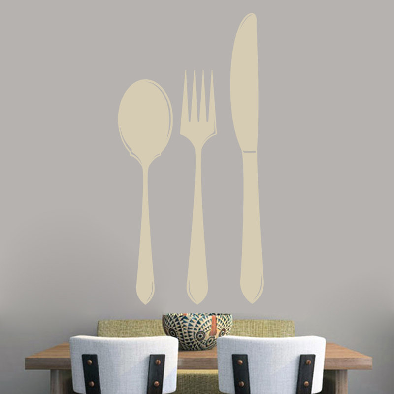 Adhésif décoratif cuillère fourchette, Beige