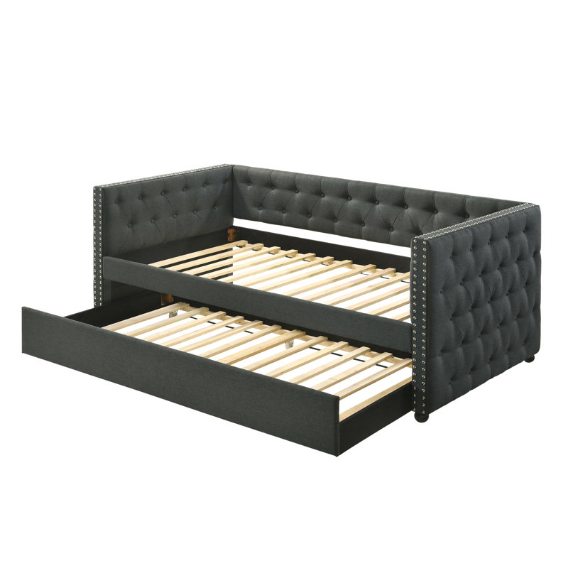 Gray Fabric Daybed W/Trundle (Twin), Twin, Gray