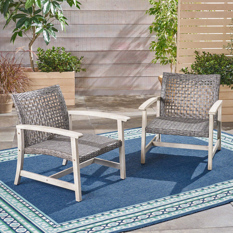 Ensemble de 2 fauteuils d'extérieur en bois d'acacia, Gris