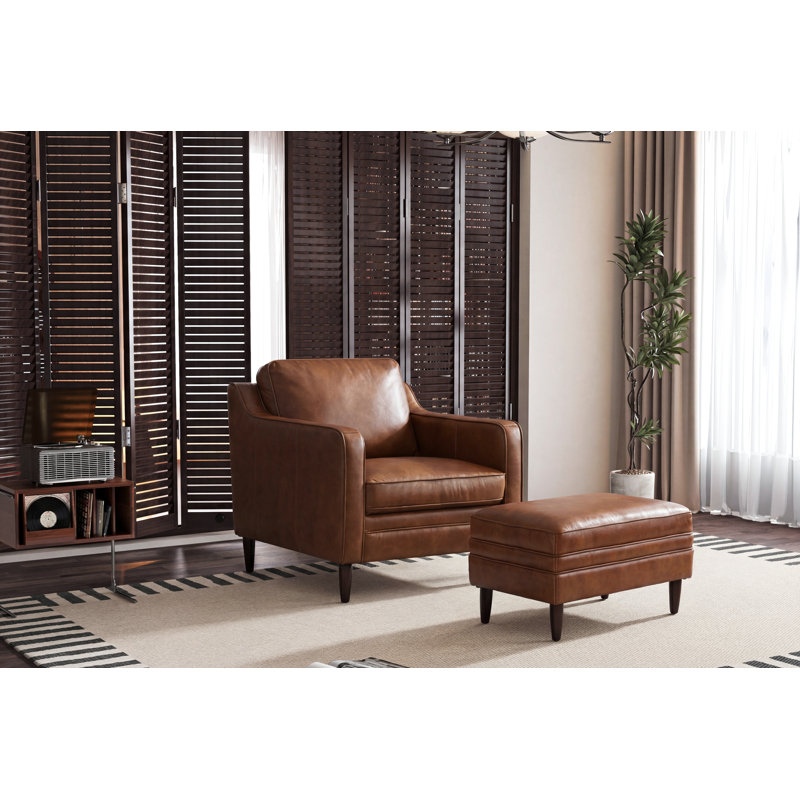 Fauteuil d'appoint et repose-pieds Leyla, Miel