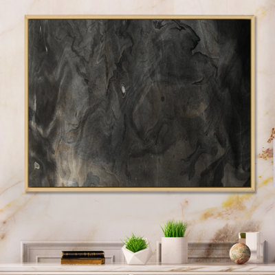 Liquid Art Waves In Shades Of Black II - Floater Frame Print on Canvas
