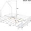 Lit double rustique en bois blanc avec garde-corps