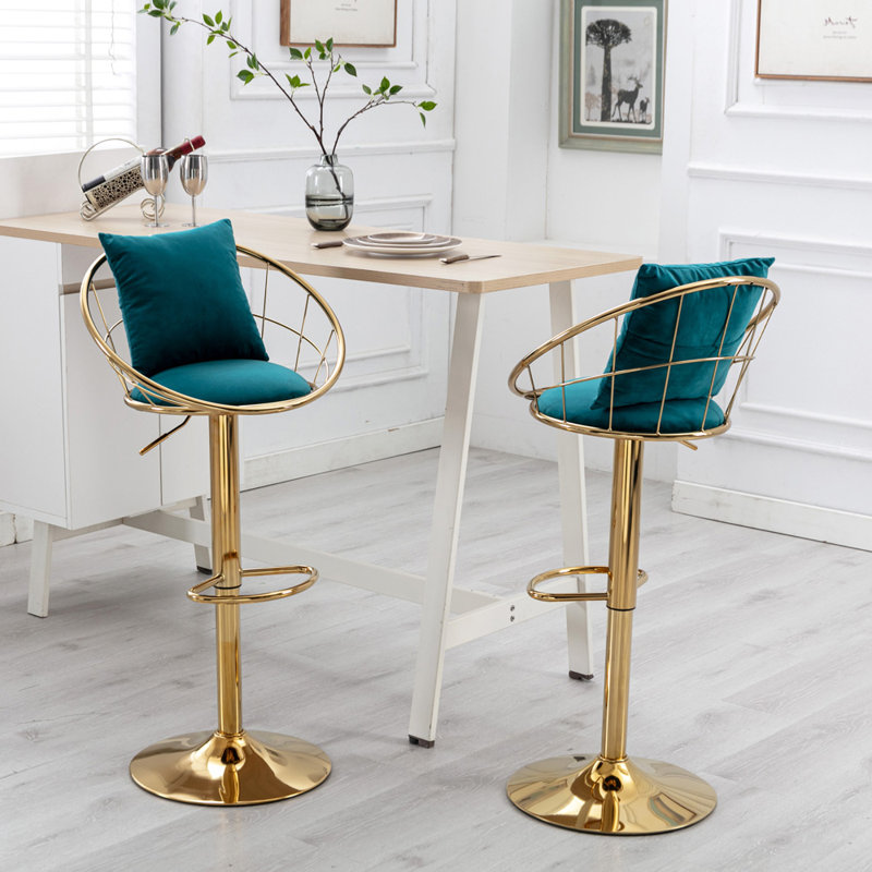 Tabouret de comptoir 23,25 po Nakyra, Bleu paon