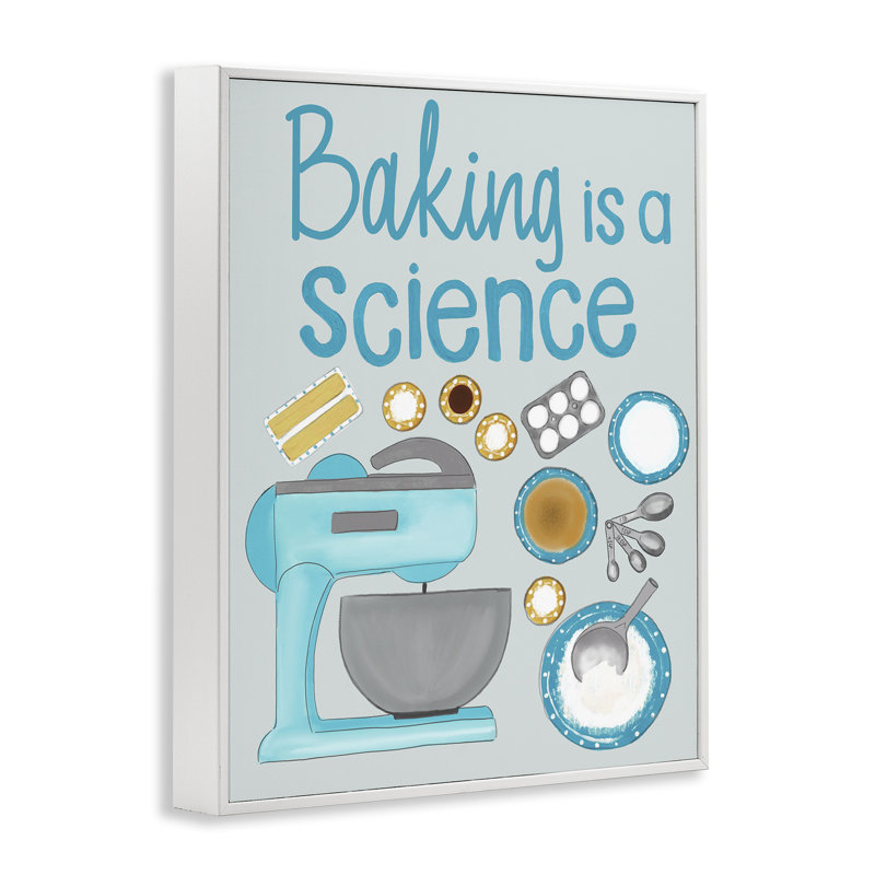 «Bake Is A Science», dessin par Christine Becker, H 20 po x l 16 po, Estampe numérique encadrée blanc bord de mer