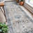 Hallway Rug Washable - Kitchen Rug Distressed Mats Non-Slip Soft Room Floor Carpet for Dining Room (Grey/Blue)-353183563