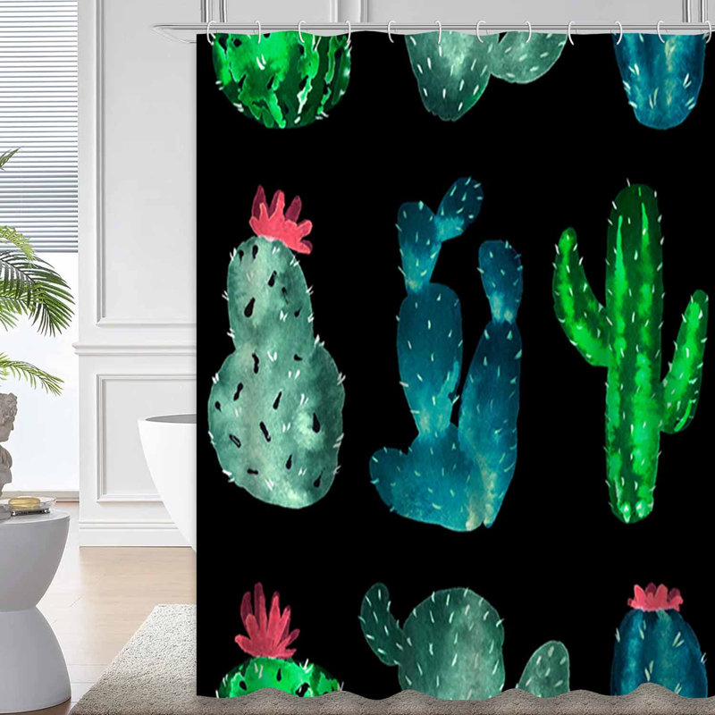 Aquarelle, cactus, plante grasse, alpaga botanique naturel noir avec 12 crochets, L 72 po x l 72 po