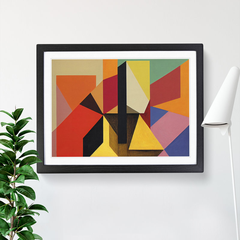 XH1022-8673X Suprematism Abstract Art Vol.4 - Single Picture Frame Painting, Black, 46cm H x 64cm W x 2cm D