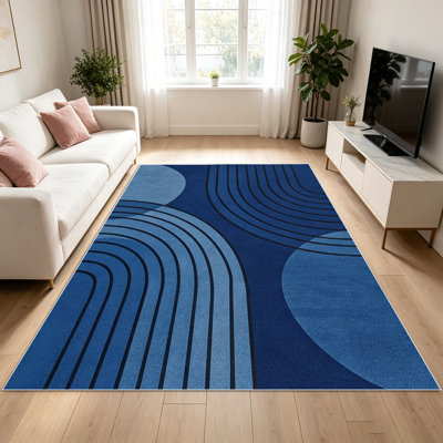 Tapis à motifs géométriques de 1 pièce pour le salon, doux et confortable, convenant à toutes les saisons, facile à entretenir, tapis de sol intérieur lavable à la machine, ferme sous la table convenant à la chambre à coucher, à la salle à manger, au bureau, au balcon, au patio, à la maison.