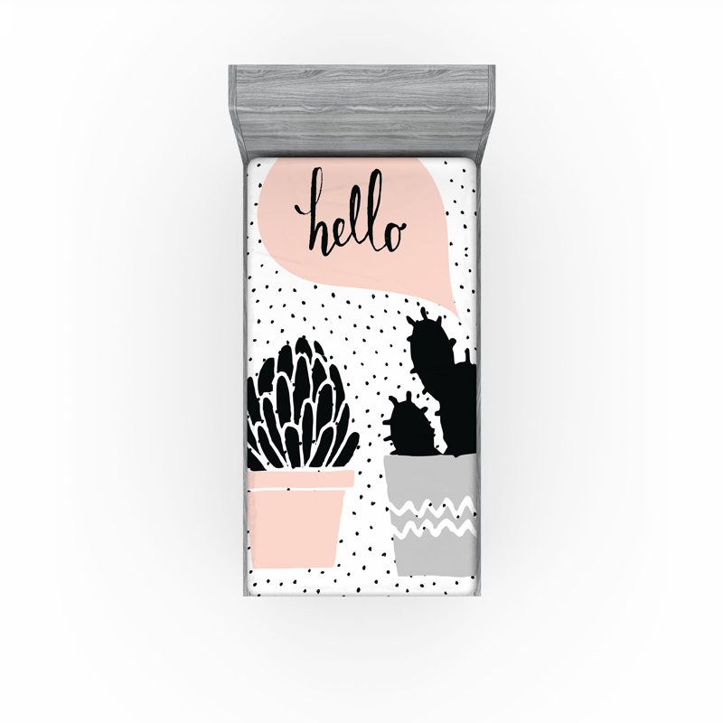 Drap-housse Ambesonne, paquet de 2, Drap-housse simple TG, Rosé / noir / pois gris