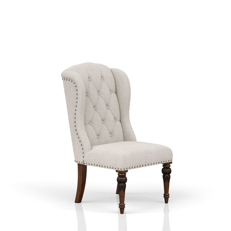 Chaise de salle à manger avec aile rembourrée de couleur grise et stable